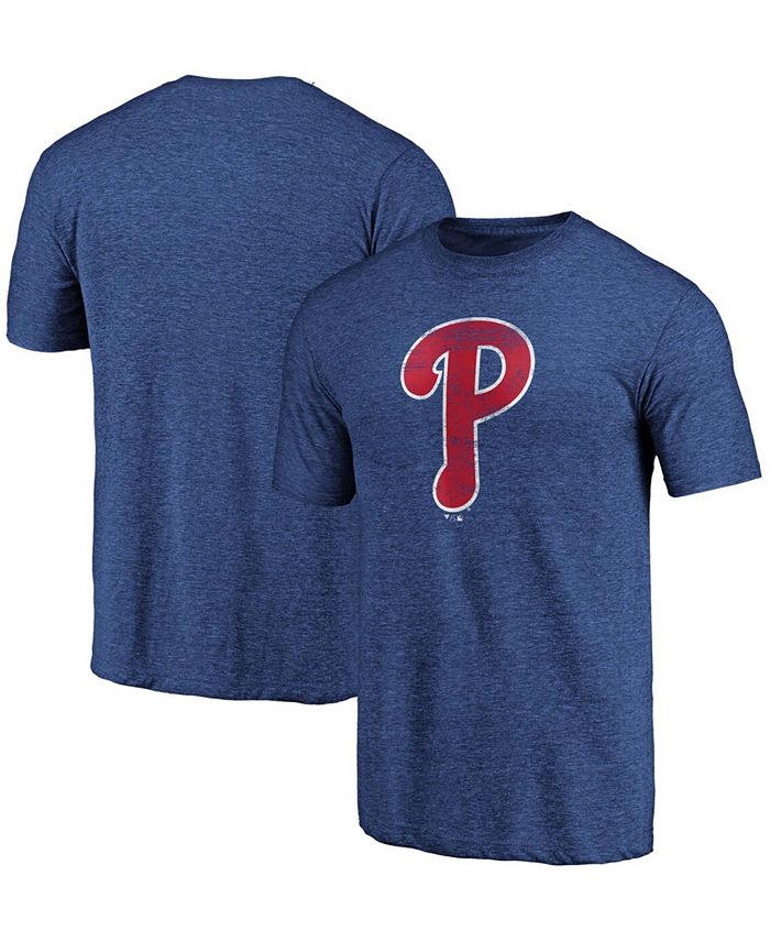 Fanatics Men's Heathered Royal Philadelphia Phillies Weathered Official Logo Tri-Blend T-Shirt Heather Royal