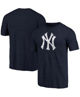 Men's Fanatics Branded Heathered Gray New York Yankees Weathered Official Logo Tri-Blend T-Shirt