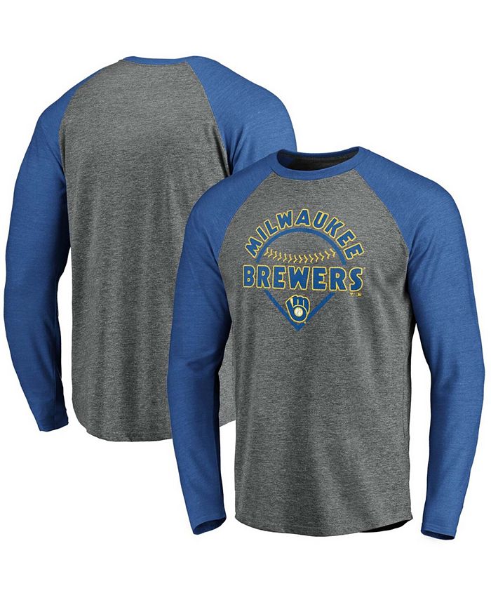 Fanatics Men's Gray-Royal Milwaukee Brewers True Classics Outfield Arc  Tri-Blend Raglan Long Sleeve T-shirt - Macy's