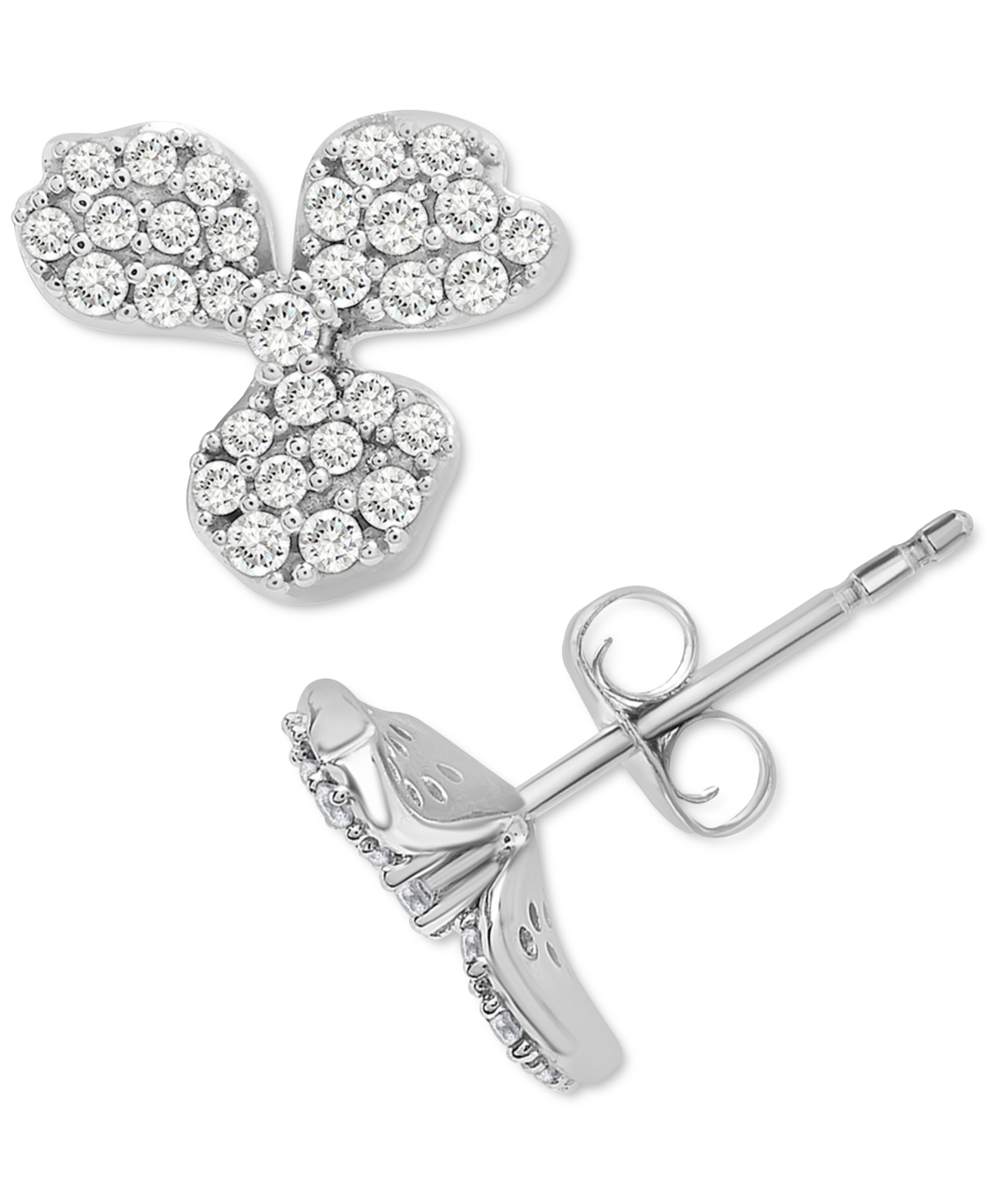 Wrapped In Love Diamond Clover Stud Earrings (1/2 Ct. T.w.) In 14k White Gold, Created For Macy's