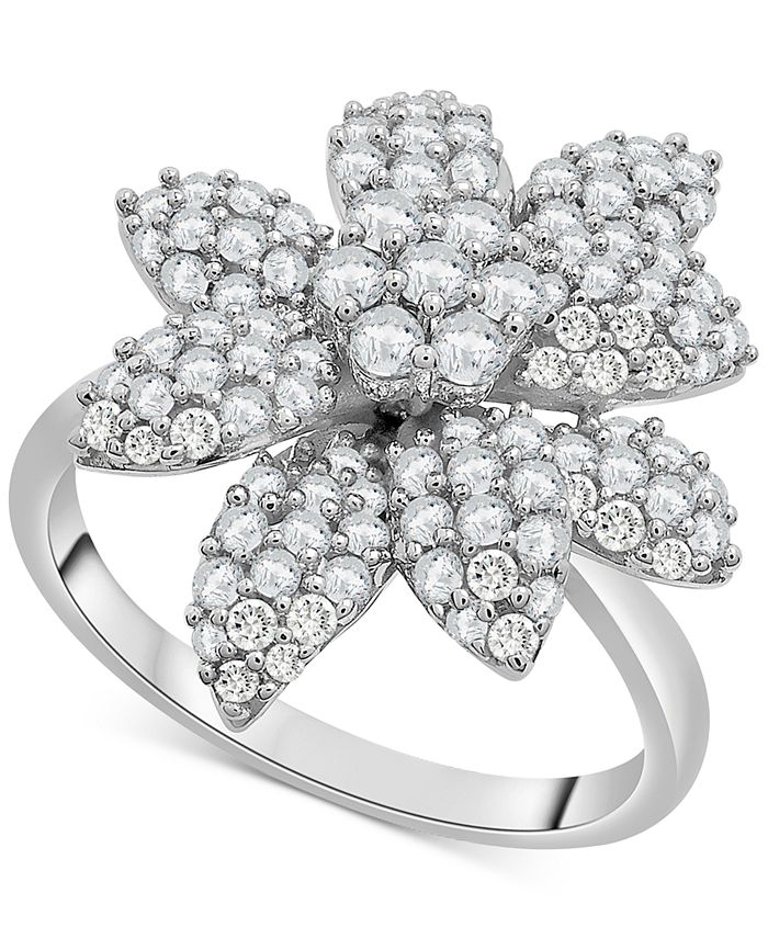 Wrapped in Love - Diamond Cluster Flower Ring (1 ct. t.w.) in 14k White Gold