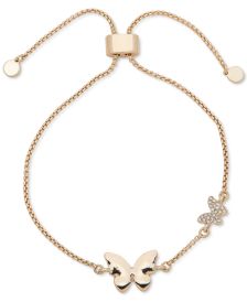 Gold-Tone Pavé Double Butterfly Slider Bracelet