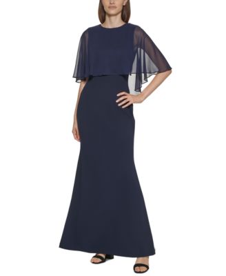 Calvin Klein Chiffon Cape Gown Macy s