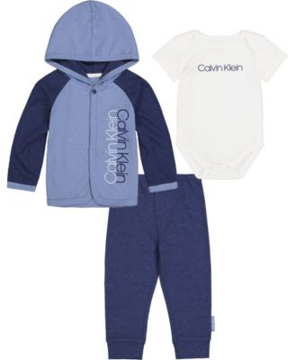 Newborn Boys' 3-Piece Logo Bodysuit, Hooded Cardigan & Joggers Set