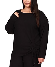 Plus Size Boat-Neck Ruched Top