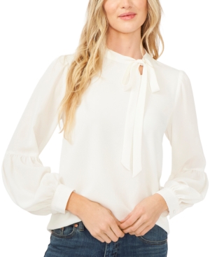 Cece Tie Neck Blouse In Soft Ecru