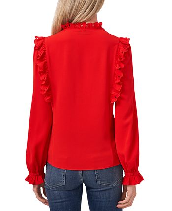 cece ruffled tie neck blouse
