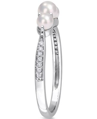 Cultured Freshwater Pearl (3 & 6-1/2mm) & Diamond Accent Ring in 14k White Gold