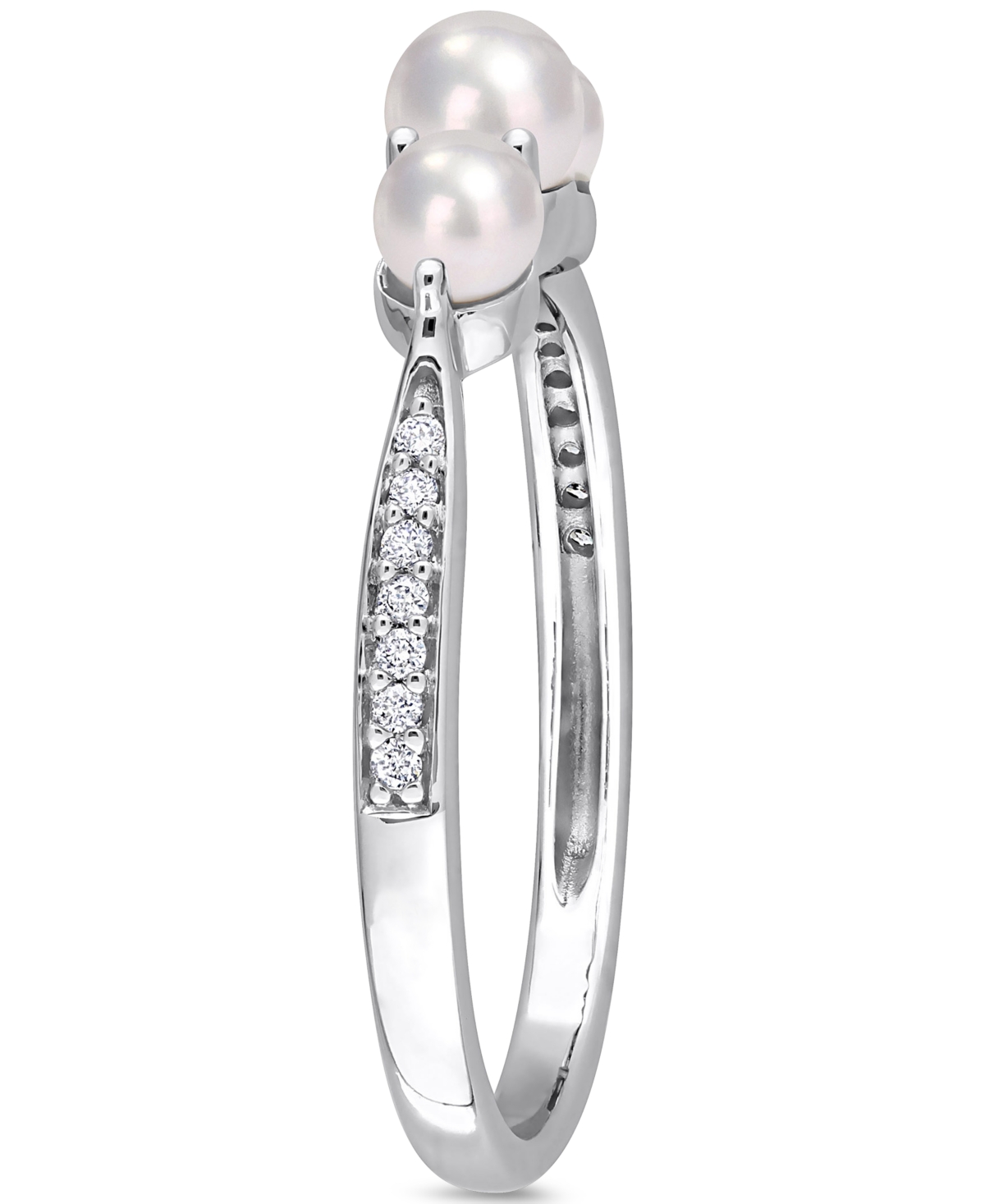 Cultured Freshwater Pearl (3 & 6-1/2mm) & Diamond Accent Ring in 14k- White Gold
