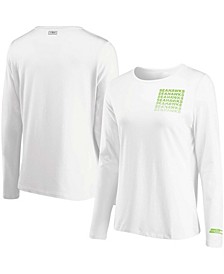 Women's White Seattle Seahawks Repeat Tri-Blend Long Sleeve T-shirt