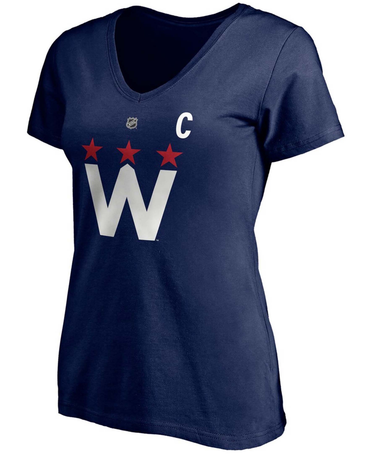 Women's Alexander OvechkWashington Capitals 2020/21 Alternate Authentic Stack Name and Number V-Neck T-shirt - Navy