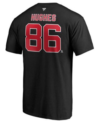 Men's Jack Hughes Black New Jersey Devils Authentic Stack Name and Number T-shirt