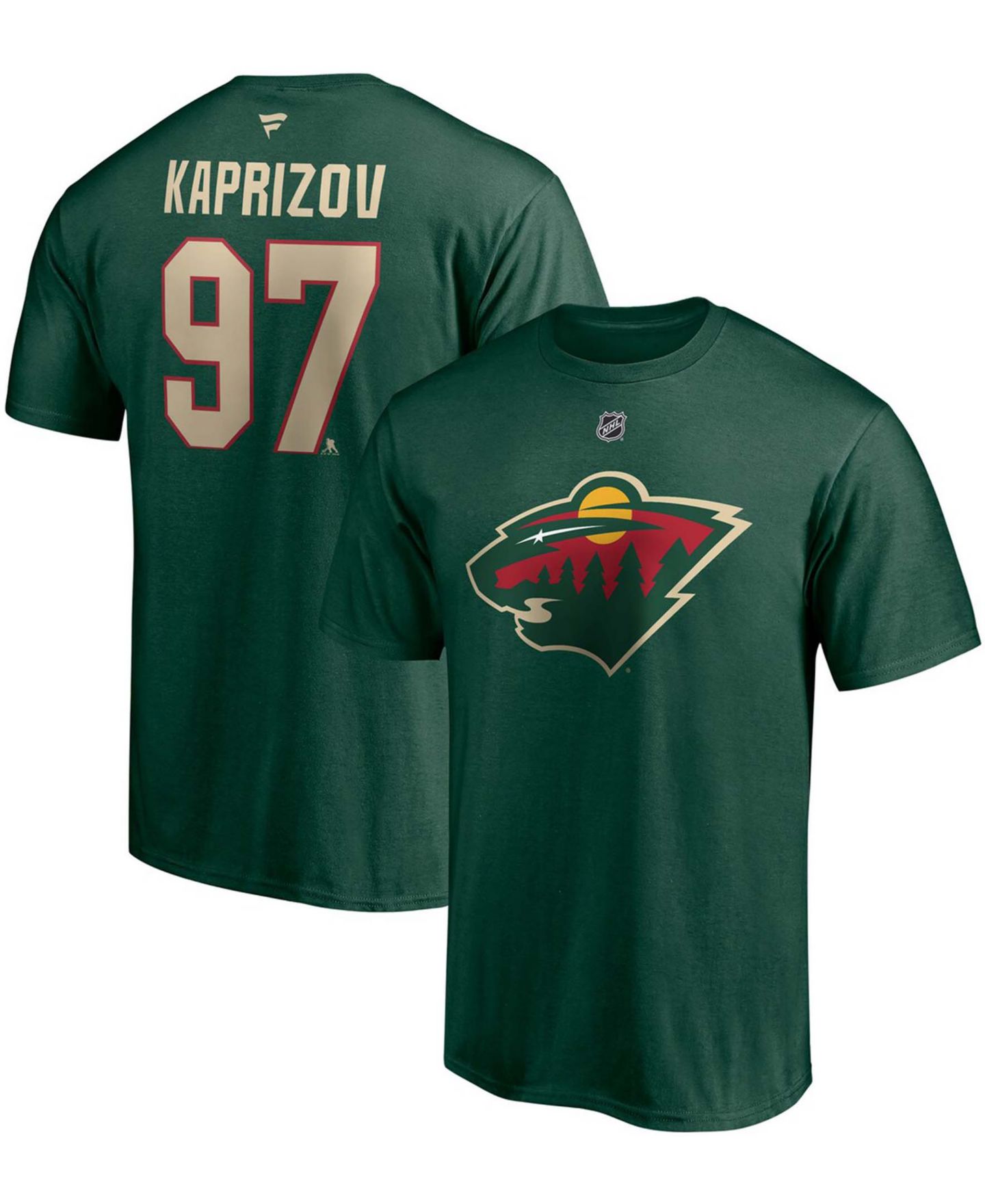 Мужская футболка Fanatics Kirill Kaprizov Green Minnesota Wild Authentic Stack Name and Number — фото 1