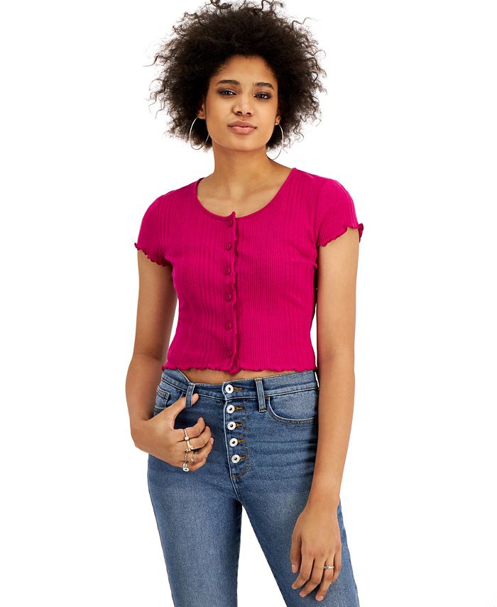 Bar III Button Front Ribbed Top Created for Macy s Macy s