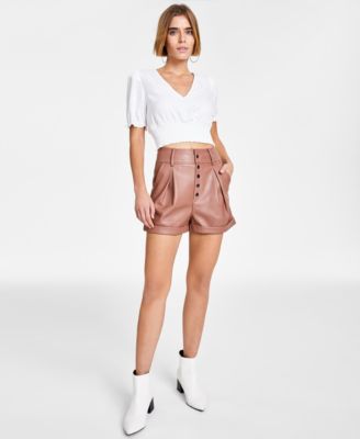 Bar III Faux-Leather Shorts, Created 