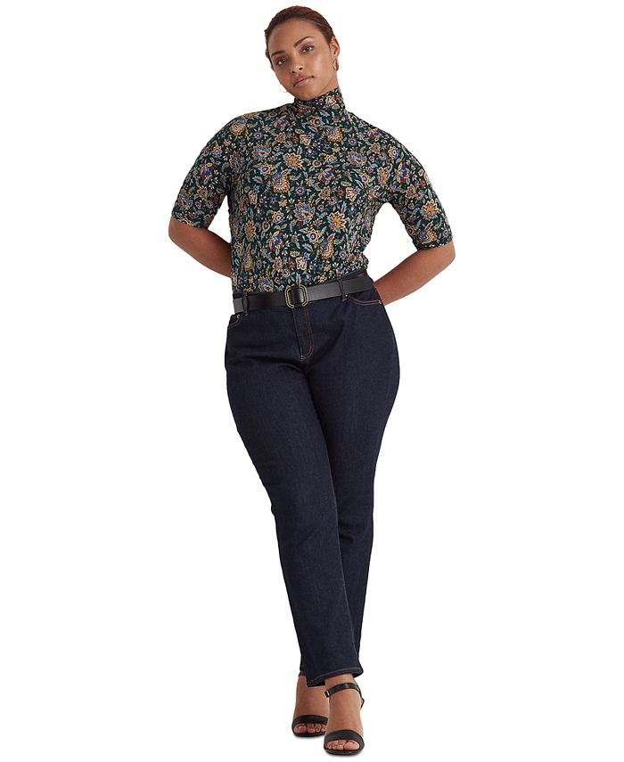 Lauren Ralph Lauren PlusSize AscotPrint Stretch Jersey Turtleneck