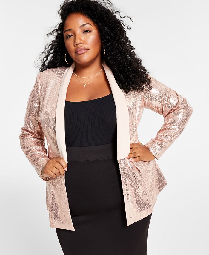 fure mentalitet at opfinde Nina Parker Trendy Plus Size Sequin Blazer, Created for Macy's & Reviews -  Jackets & Blazers - Plus Sizes - Macy's