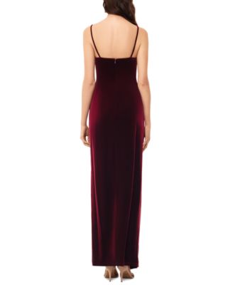 Betsy & Adam Petite Velvet Gathered-Waist Gown