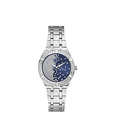 Women's Silver-Tone Stainless Steel Glitz Bracelet Watch 36mm