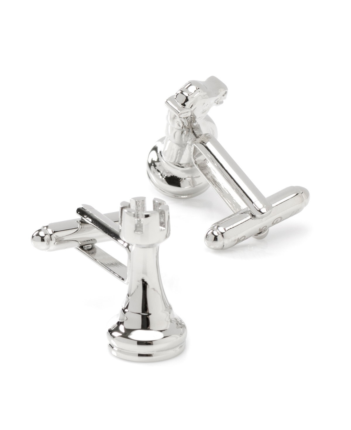 Ox & Bull Trading Co. Men's Knight and Rook Chess Piece Cufflinks - Silver-Tone
