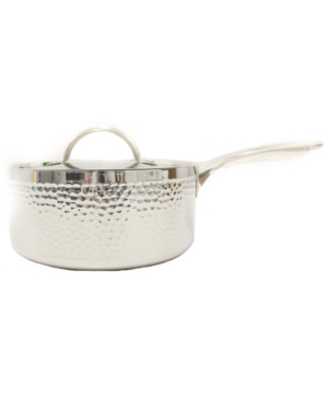 Berghoff Hammered Tri-ply 7" Covered Saucepan In Silver-tone