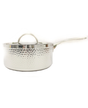 Shop Berghoff Hammered Tri-ply 8" Covered Saucepan In Silver-tone