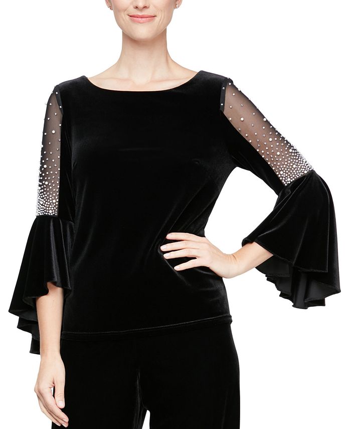 Alex evenings embellished cheap mesh blouse