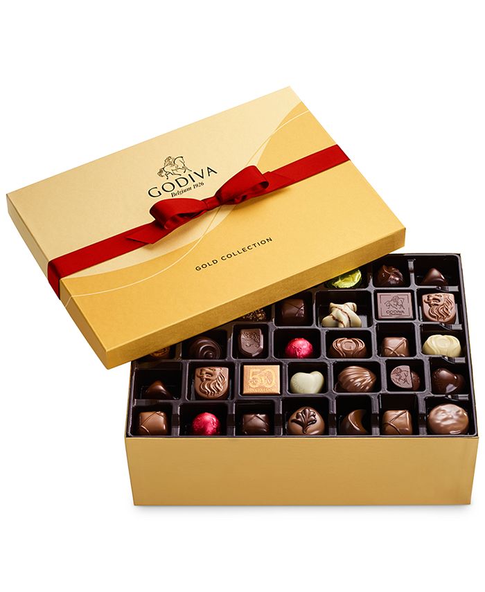 Godiva Assorted Chocolate Gold Gift Box with Red Ribbon, 105 Piece Macy's