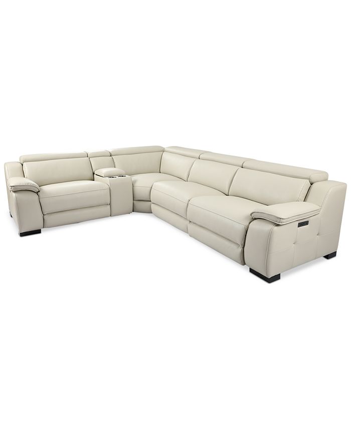 Furniture - Pauleen 5-Pc. Faux Leather Sectional with 2 Power Motion Recliners and 1 USB Console