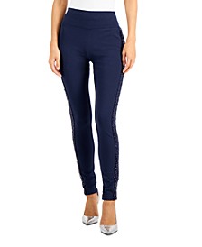 Women's Sequin-Trim Pull-On Ponte Pants, Created for Macy's