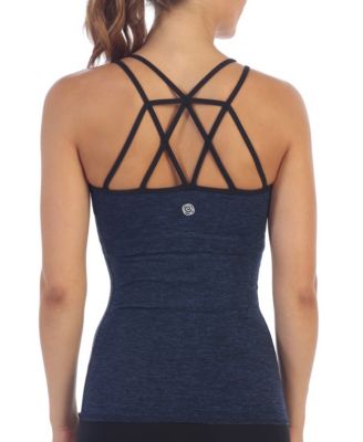 Women's Lattice Back Built in Bra Workout Top