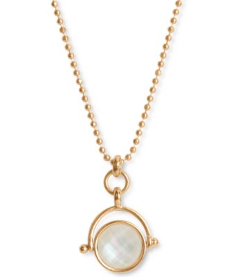 Lucky Brand - Gold-Tone Double Stone Flip Pendant Necklace, 17" + 2" extender