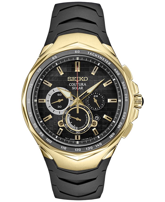 Seiko Men's Chronograph Coutura Solar Black Rubber Strap Watch 46mm &  Reviews - All Watches - Jewelry & Watches - Macy's