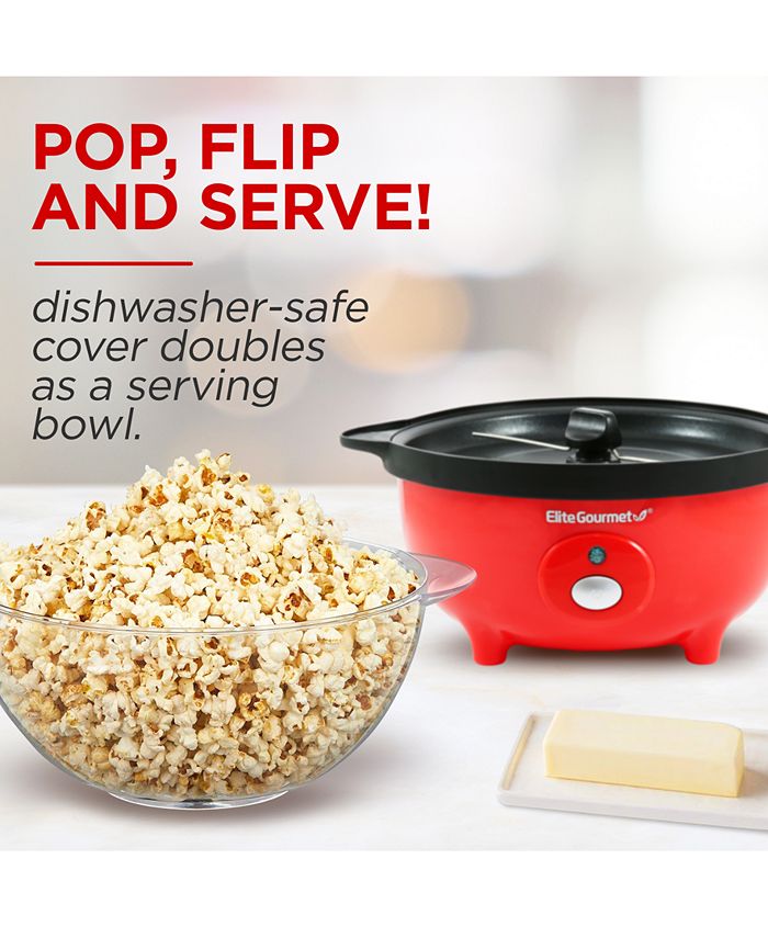 Elite Gourmet Fast Hot Air Popcorn Popper, 1300W Electric Popcorn Maker with Measuring Cup & Butter Melting Tray, Oil-Free, Great for Home Party