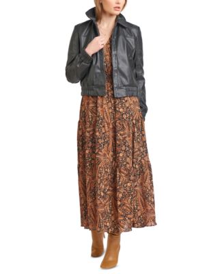 Black Tape - Faux-Leather Bomber Jacket