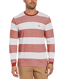 Men's Stripe Waffle-Knit Long-Sleeve T-Shirt 