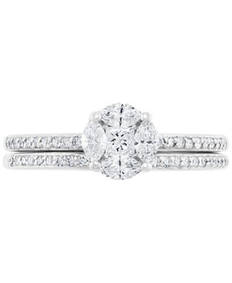 EFFY&reg; Diamond Cluster Bridal Set (1/2 ct. t.w.) in 14k White Gold
