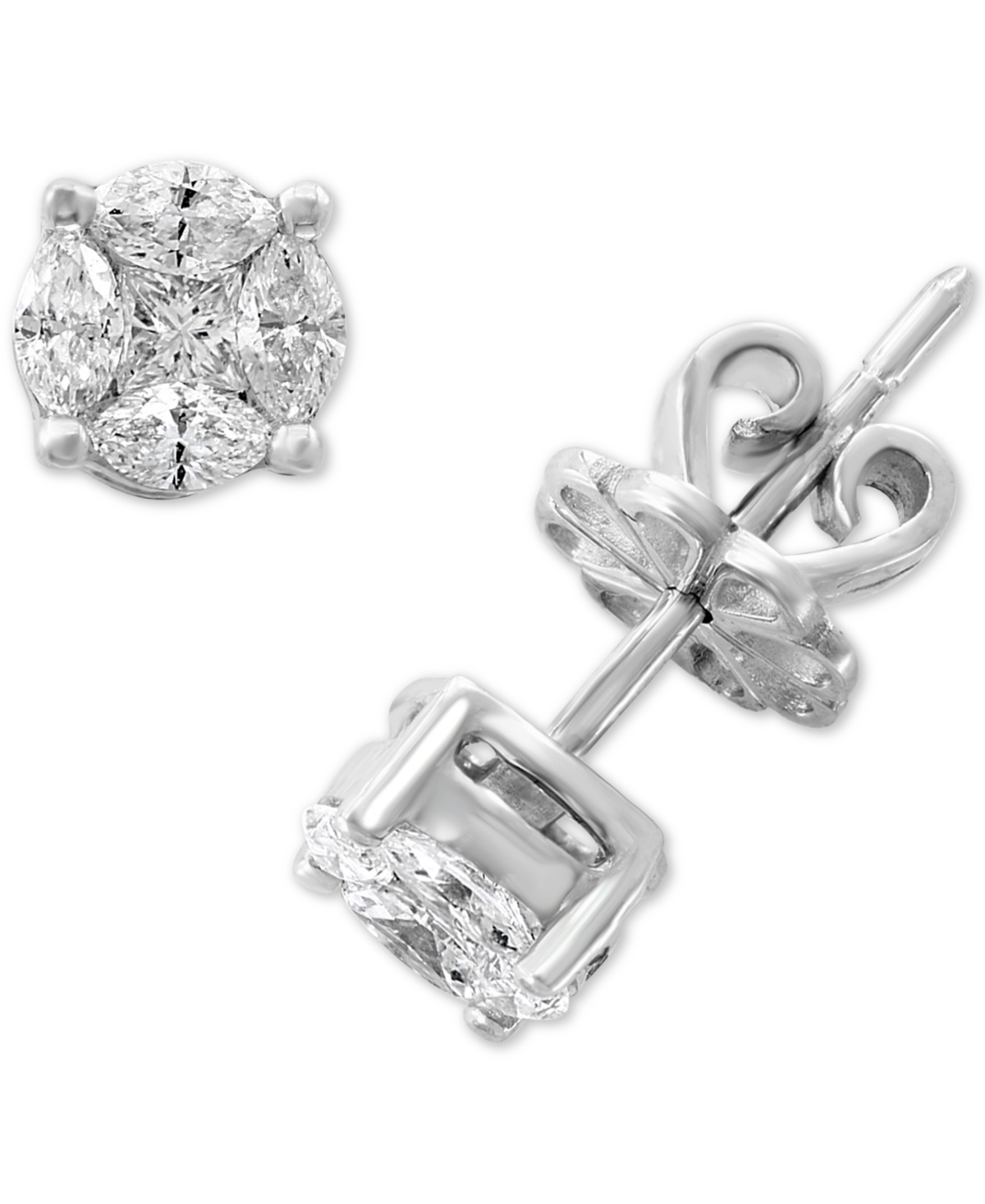 Effy Collection Effy Diamond Round Custer Stud Earrings (5/8 Ct. T.w.) In 14k White Gold