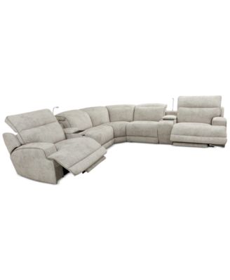 Sebaston 7-Pc. Fabric Sectional with 2 Power Motion Recliners and 2 USB Consoles, Created for Macy's