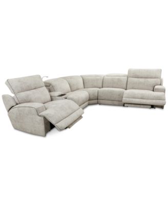 Sebaston 6-Pc. Fabric Sectional with 2 Power Motion Recliners and 1 USB Console, Created for Macy's