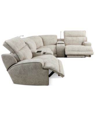 Sebaston 6-Pc. Fabric Sectional with 2 Power Motion Recliners and 2 USB Consoles, Created for Macy's