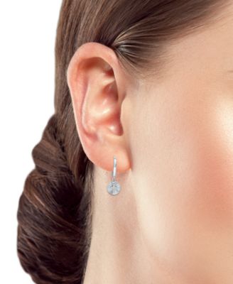 Cubic Zirconia Cross Disc Drop Earrings