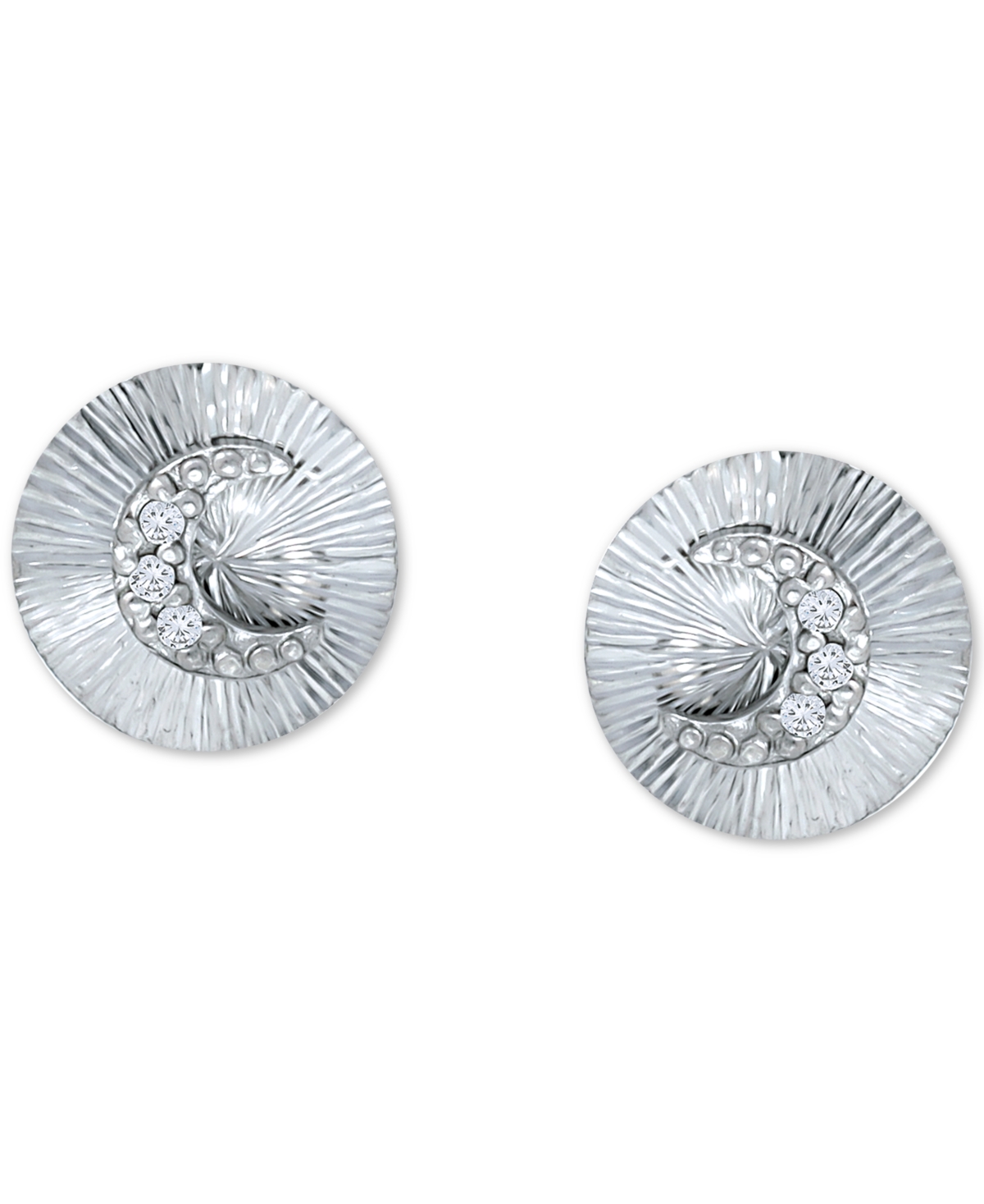 Cubic Zirconia Moon Disc Stud Earrings, Created for Macy's - Gold over Silver