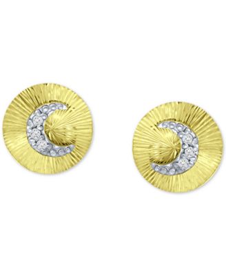 Cubic Zirconia Moon Disc Stud Earrings, Created for Macy's