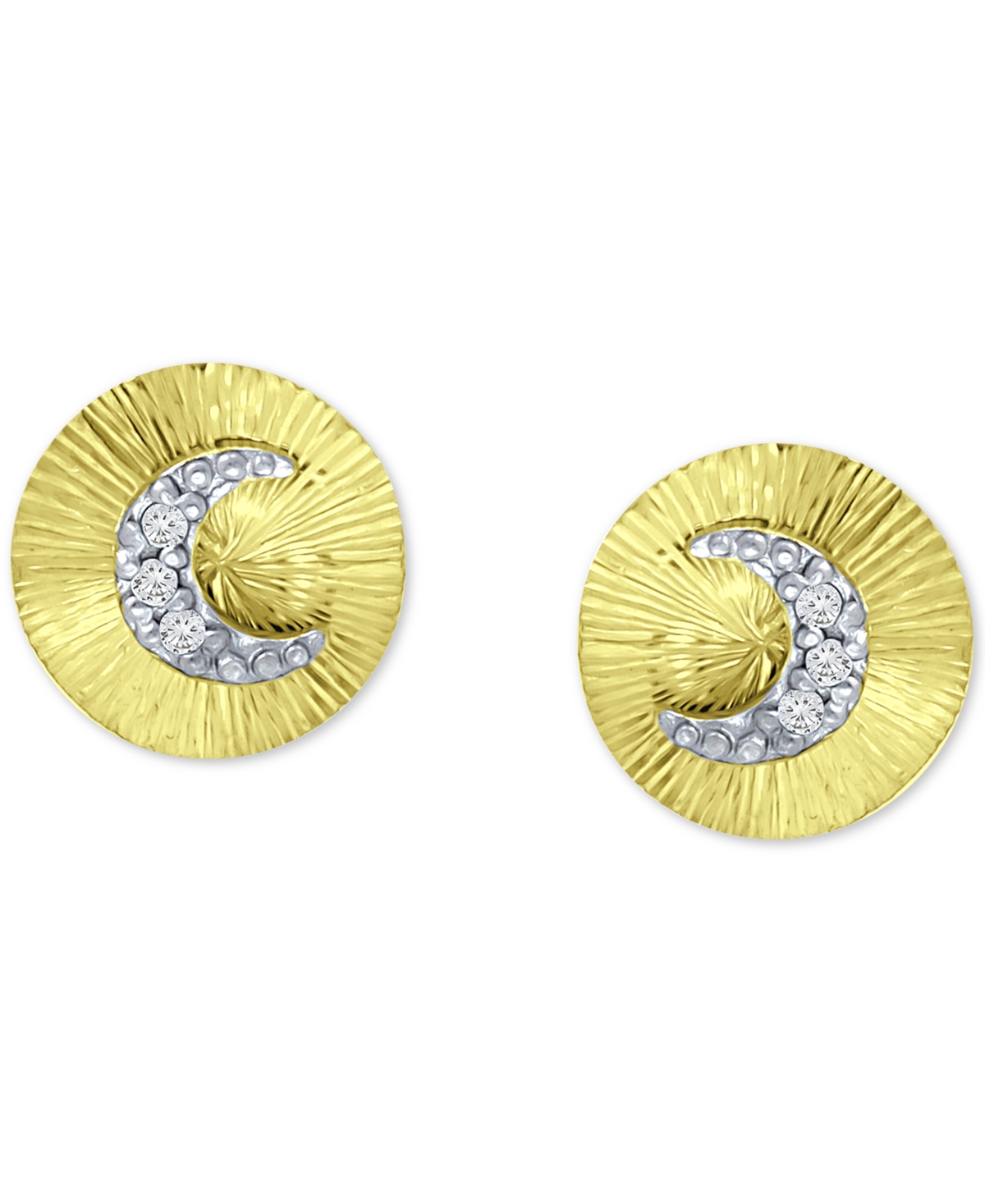 Cubic Zirconia Moon Disc Stud Earrings, Created for Macy's - Gold over Silver