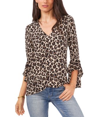 Vince Camuto Tiered-Sleeve Leopard-Print Top - Macy's