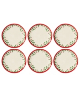 Holiday Accent Plate, Set of 6 - Red, Green and Ivory
