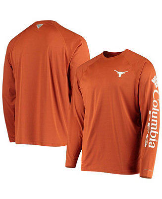 Columbia Men's Texas Longhorns Burnt Orange PFG Super Terminal Tackle Long Sleeve Hooded T-Shirt, XXL
