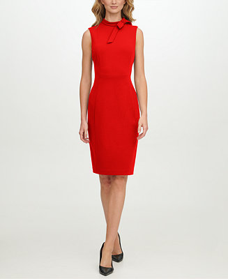 Calvin Klein Bow-Neck Sheath Dress - Macy's