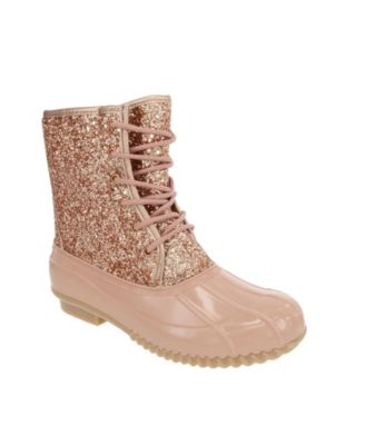 gold glitter duck boots